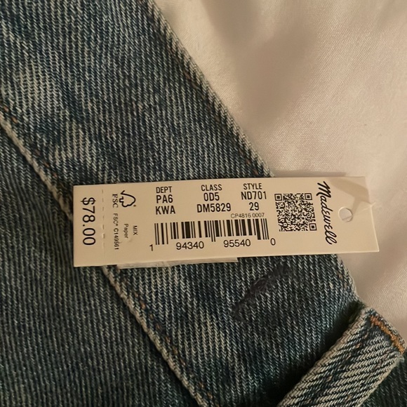Madewell Relaxed Mid-Length Denim Shorts, Kelton Wash size 29 NWT - Picture 5 of 5
